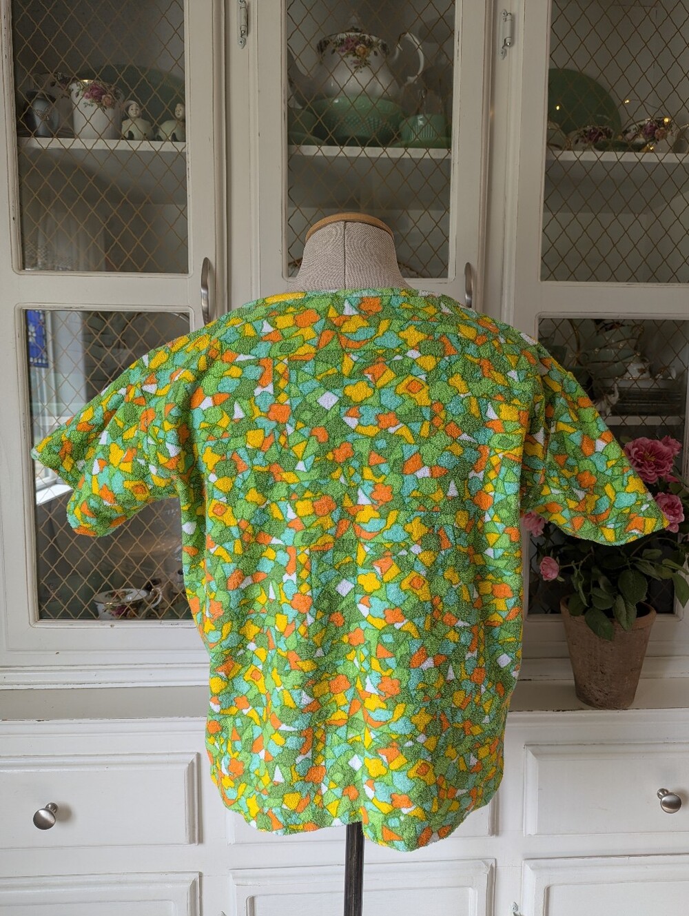 VTG 60s 3 Collection Bright Floral Terry Knit Tops Colorful Retro Print Women's - Picture 12 of 15